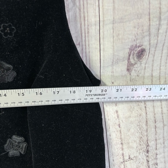 Vintage Black velvet Academia Embroidered Button Up Floral V-Neck Vest 14 - Picture 7 of 7